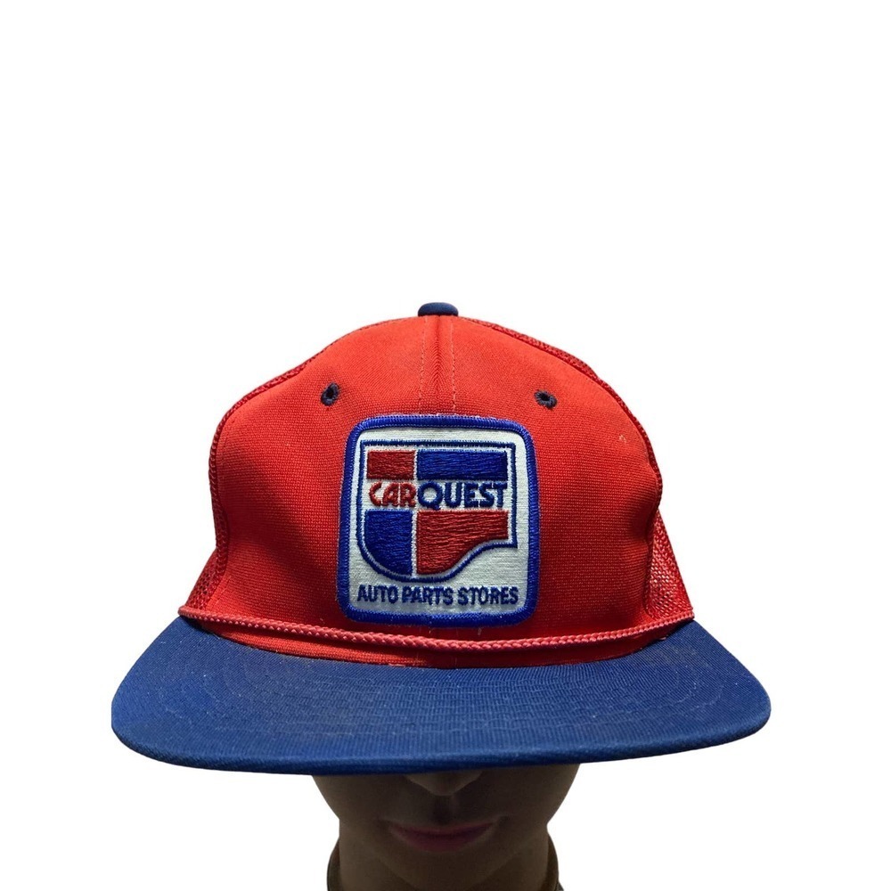 Vintage Car Quest Auto Parts Stores Patch Trucker Style Snapback Hat